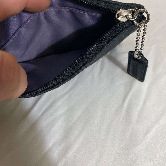 COACH designer black and purple wristlet bag wallet pre loved nice - Picture 7 of 8